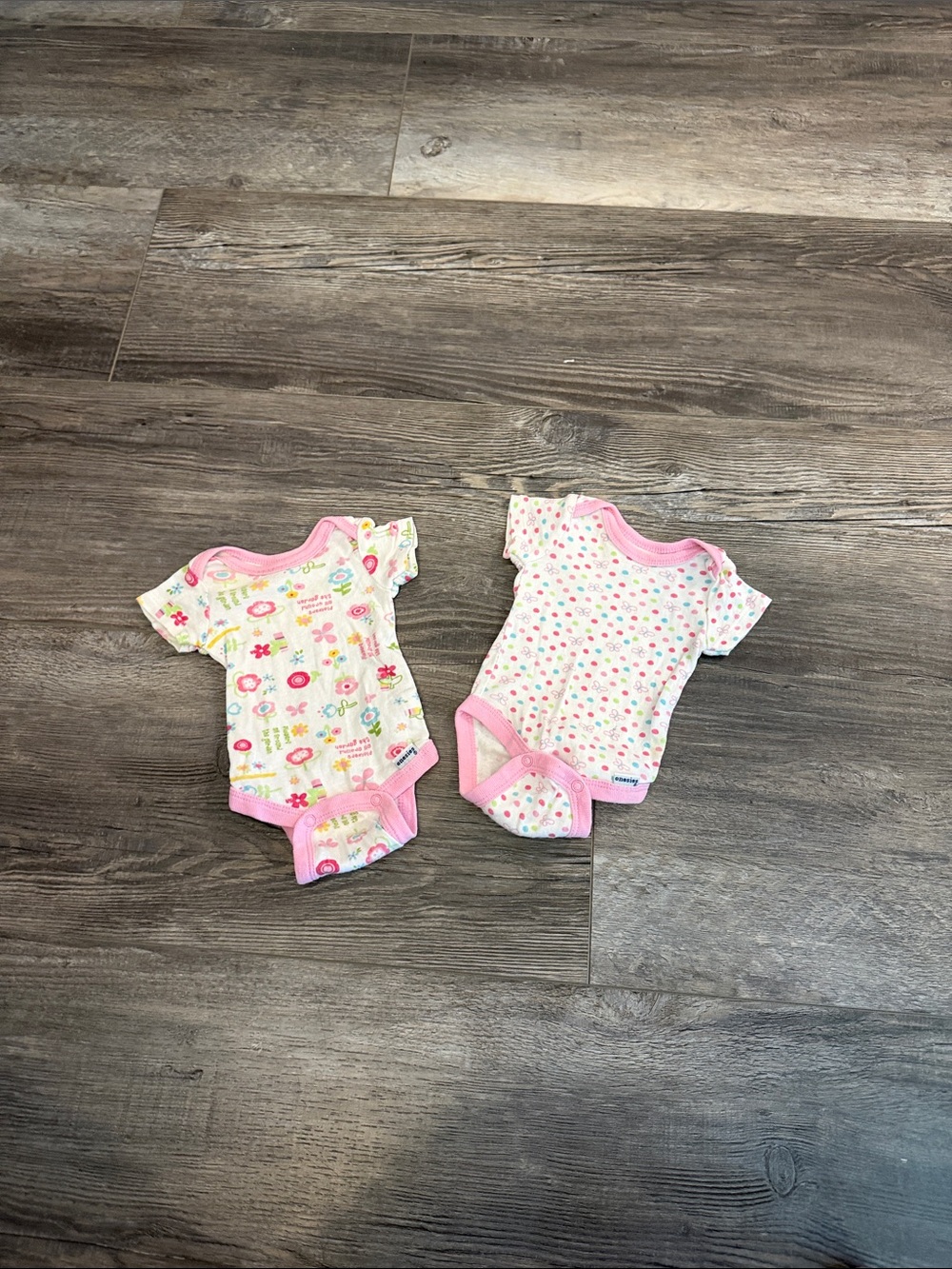 Gerber Pink Trim Floral & Dot Baby One-Piece Set - 2 Pack